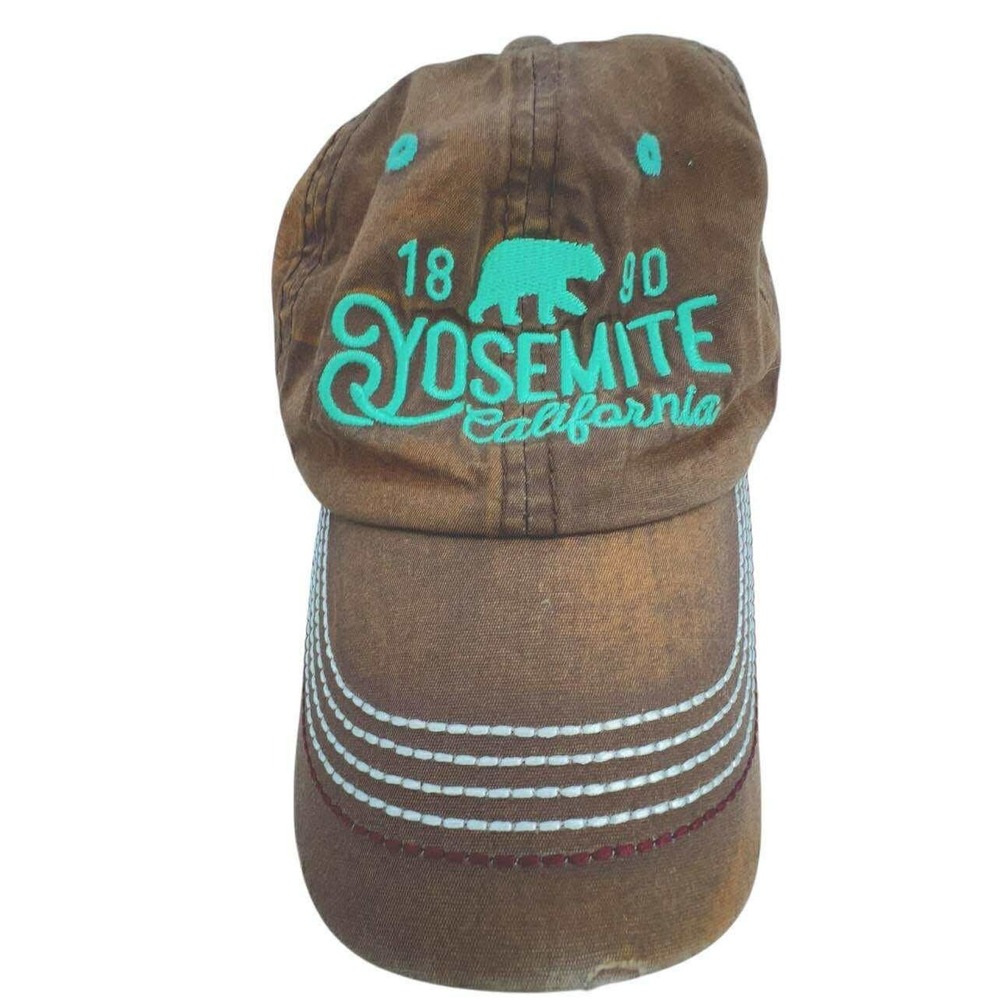 Brown‎ Yosemite California Bear Embroidered Baseball Cap Hat Unisex Vintage
